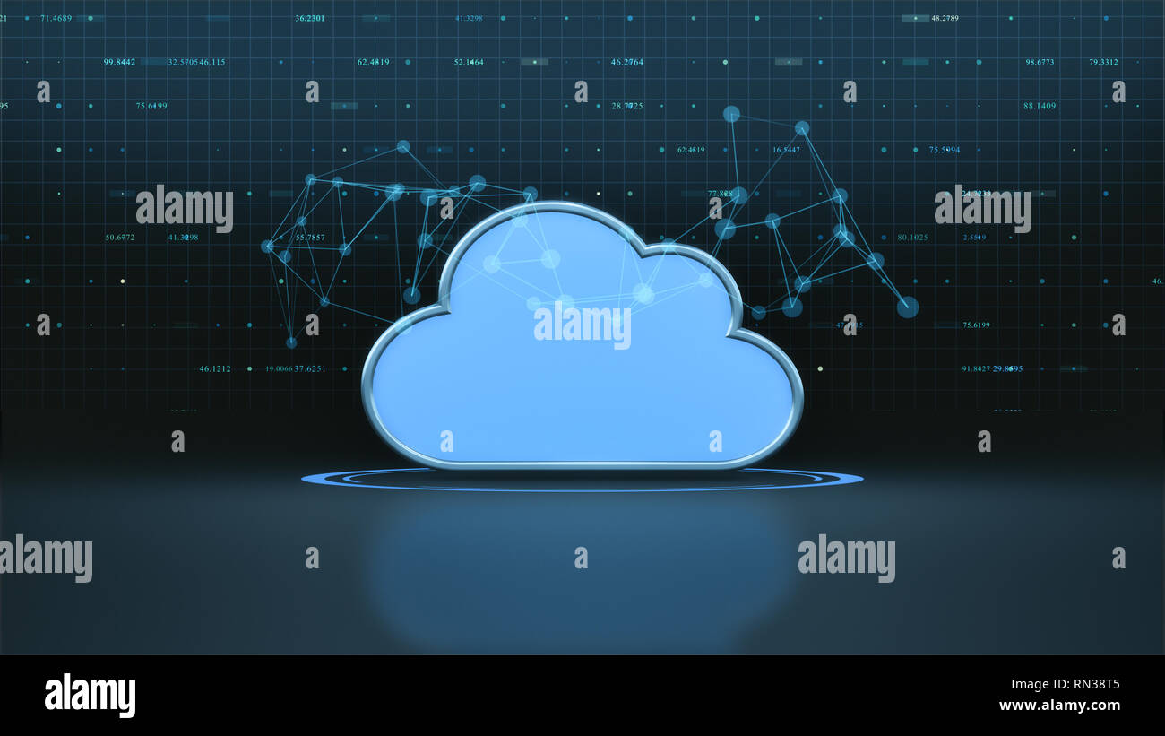 concept of cloud computing, abstract tech background (3d render) Stock Photo