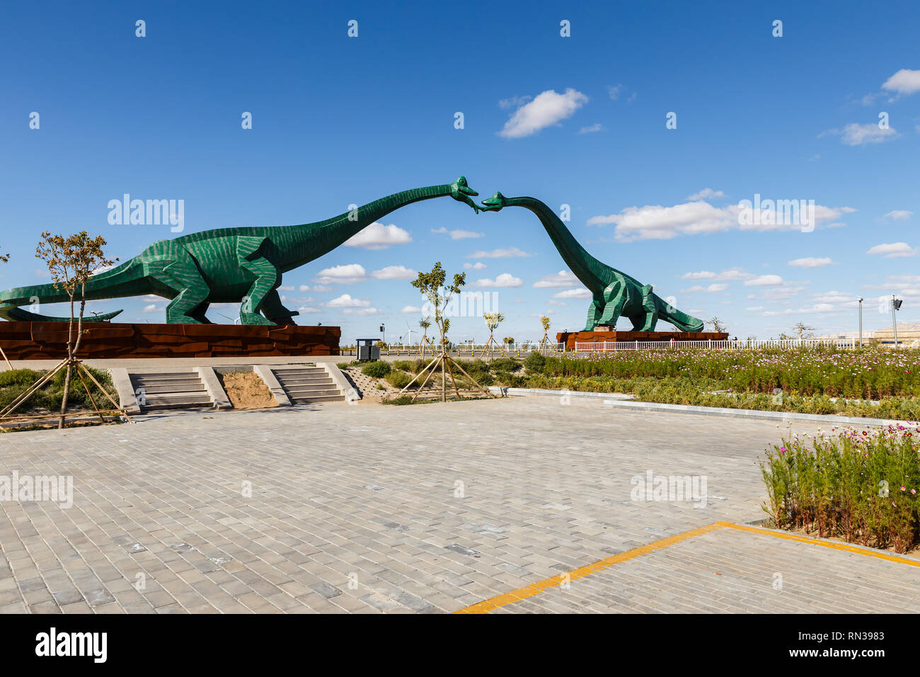 Erenhot, Inner Mongolia, China September 23, 2018 Two green kissing