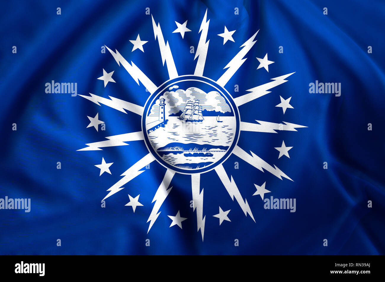 Buffalo New York modern and realistic closeup flag illustration. Perfect for background or