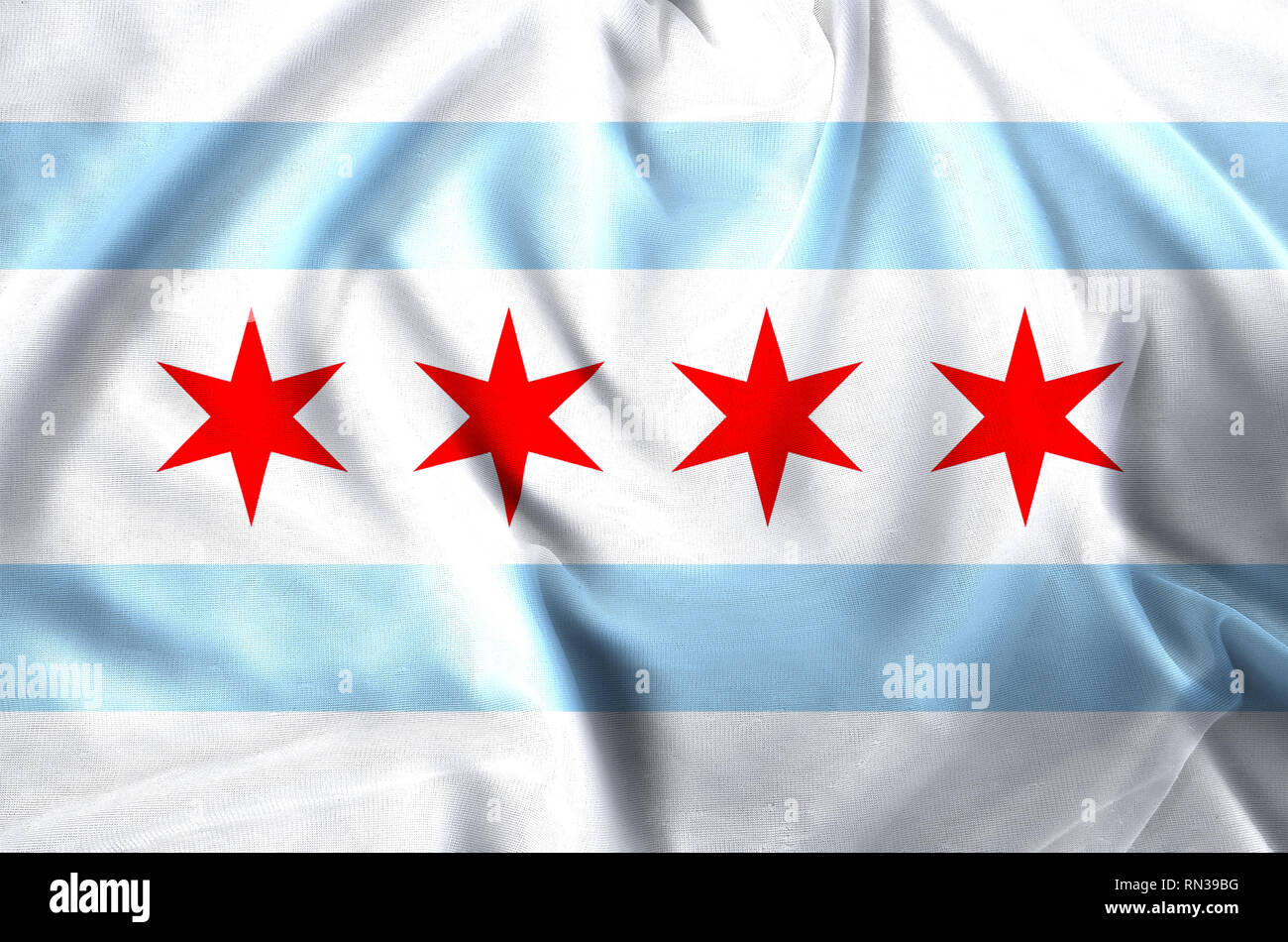 Chicago modern and realistic closeup flag illustration. Perfect for ...