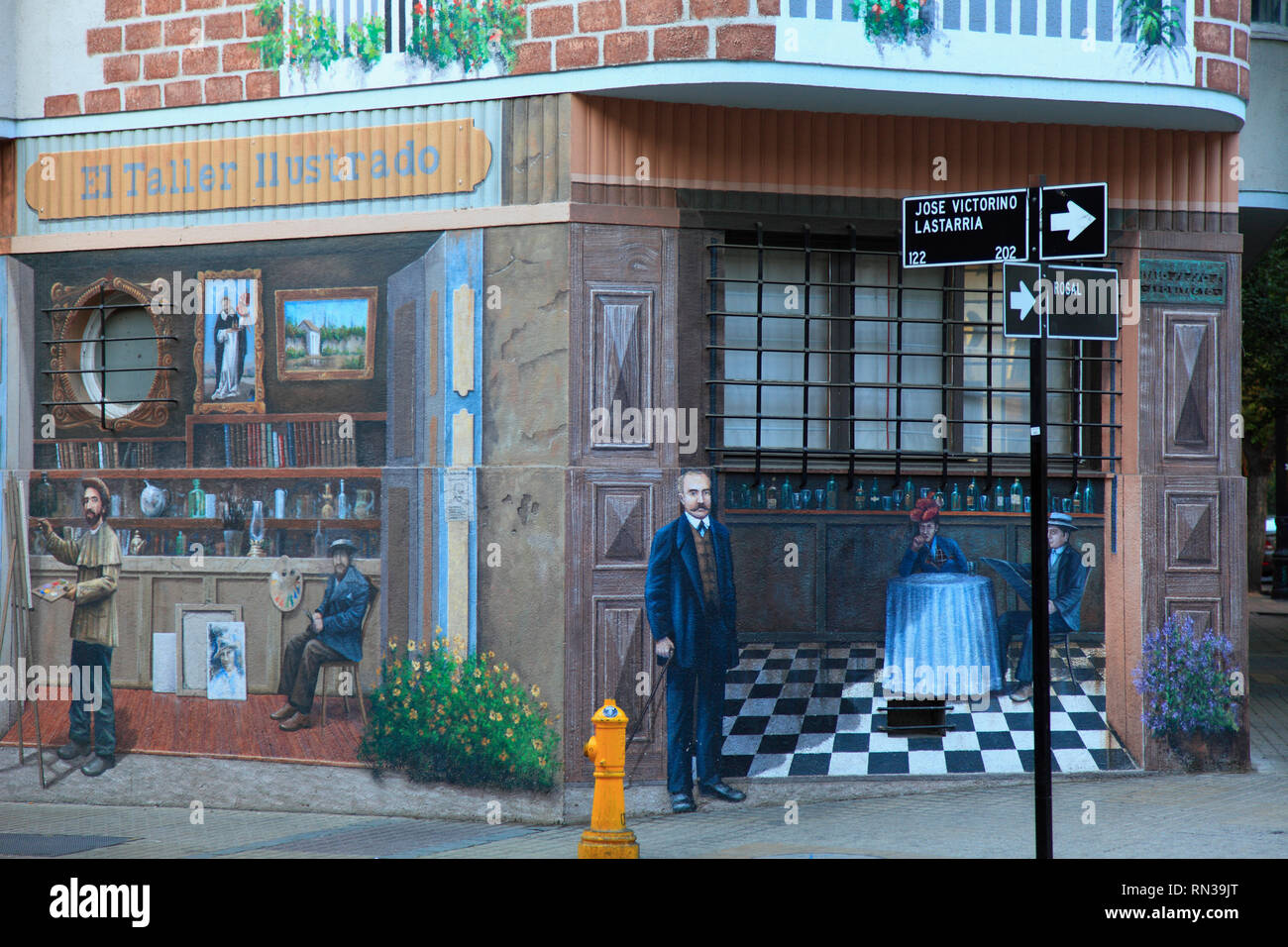 Chile Santiago Barrio Lastarria Street Scene Painted House Stock Photo Alamy