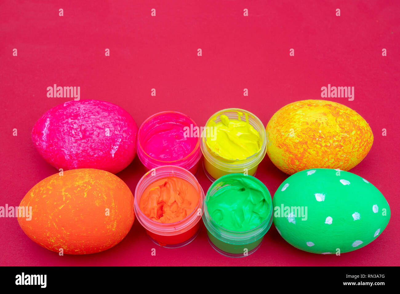 Multi-colored Easter eggs. Stock Photo