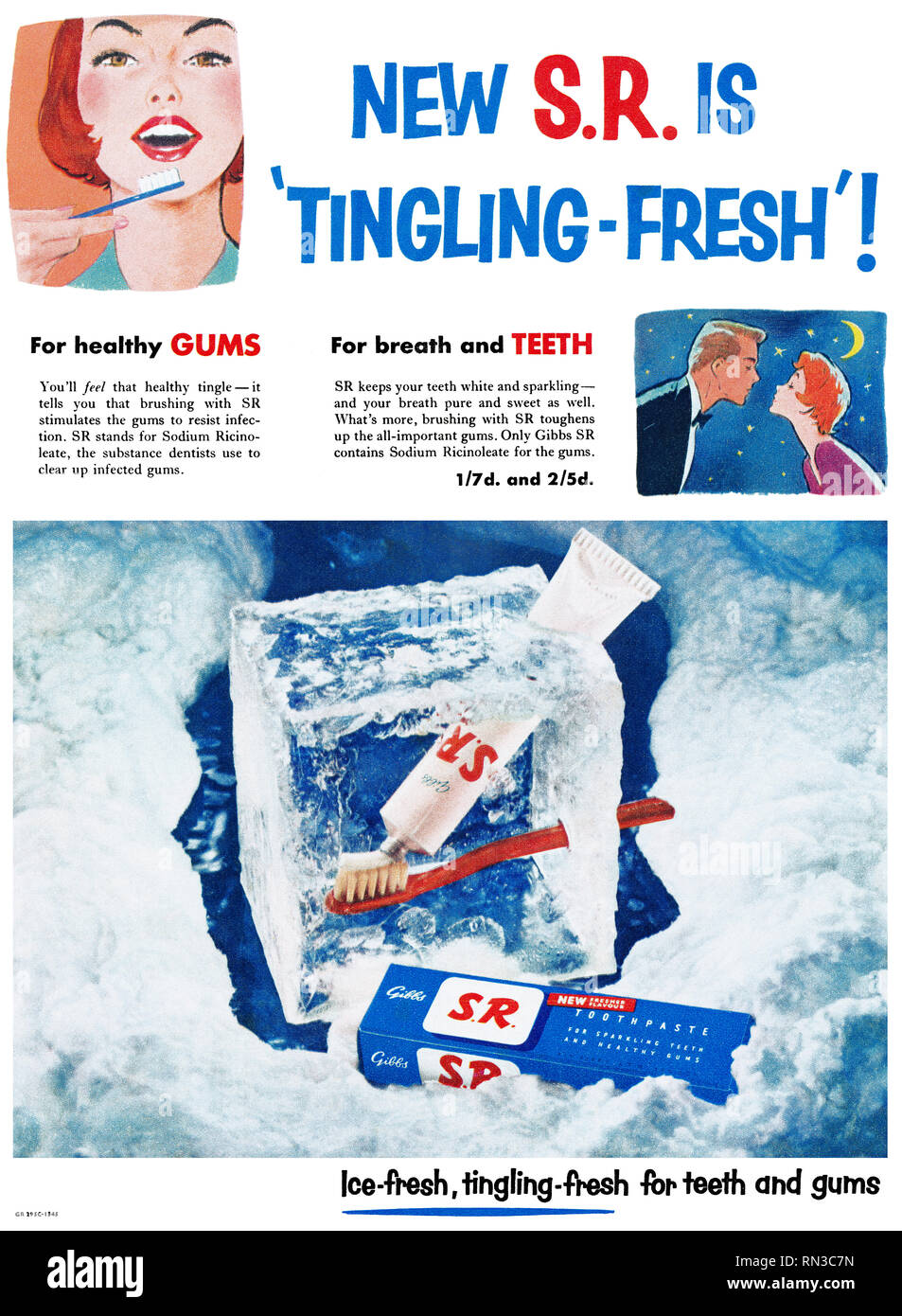 1954 British advertisement for S.R. toothpaste Stock Photo Alamy