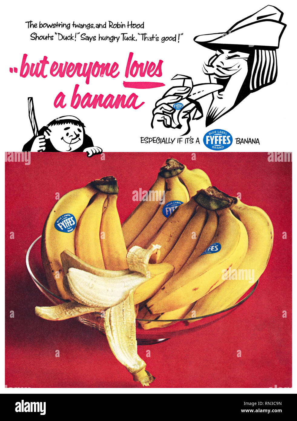 1957 British advertisement for Fyffes bananas Stock Photo Alamy