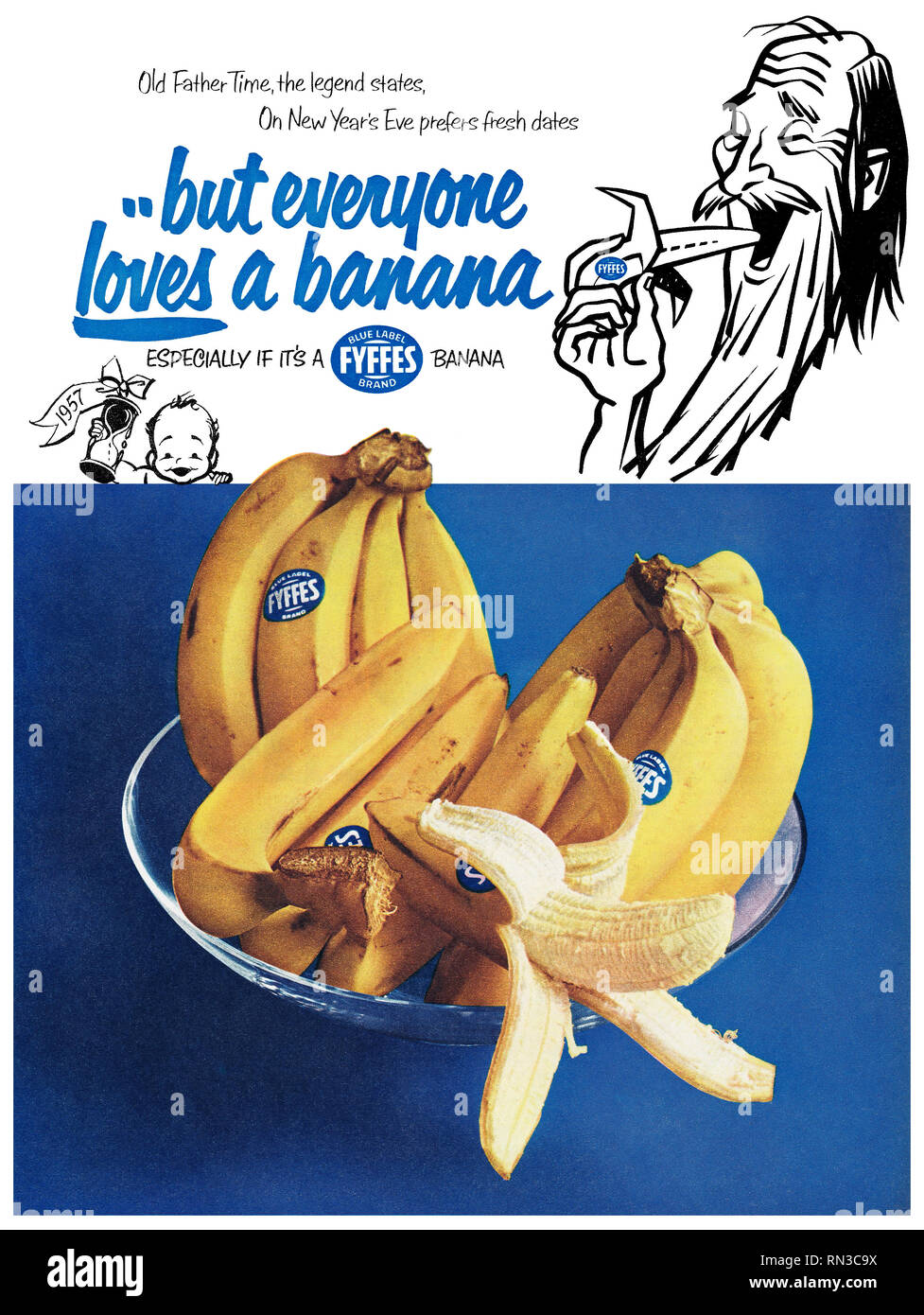 1957 British advertisement for Fyffes bananas Stock Photo Alamy
