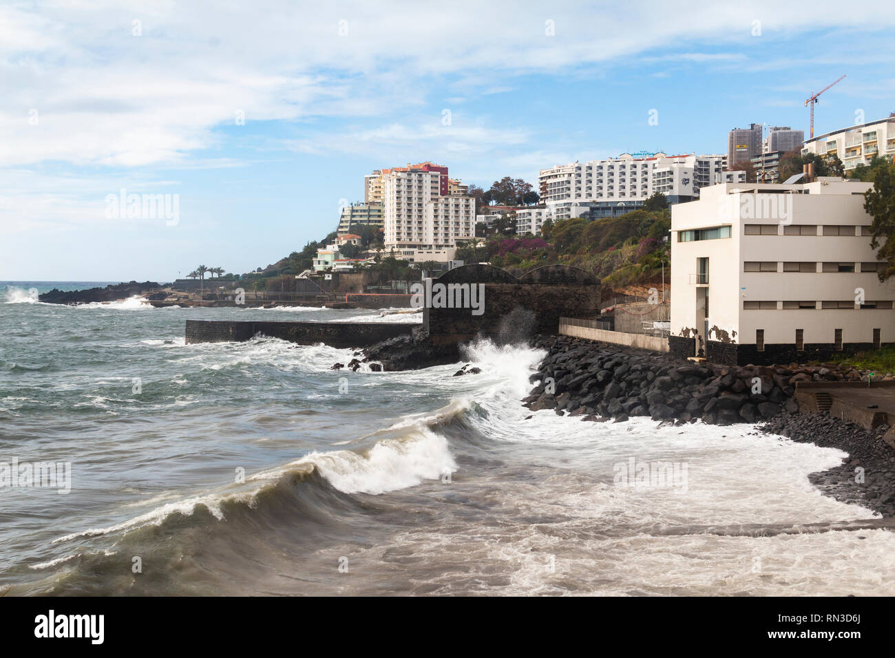 An image of a turbulent coastline, Madeira, Portugal Stock Photo