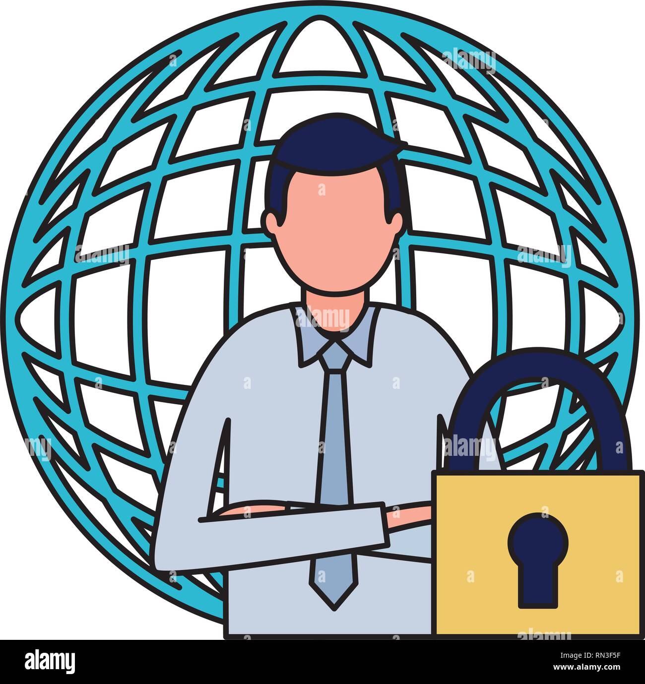 businessman world security Stock Vector