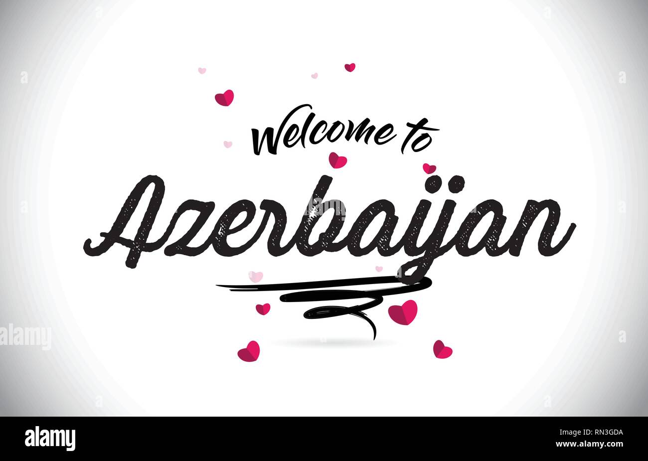 Azerbaijan To Word Text with Handwritten Font and Pink Heart