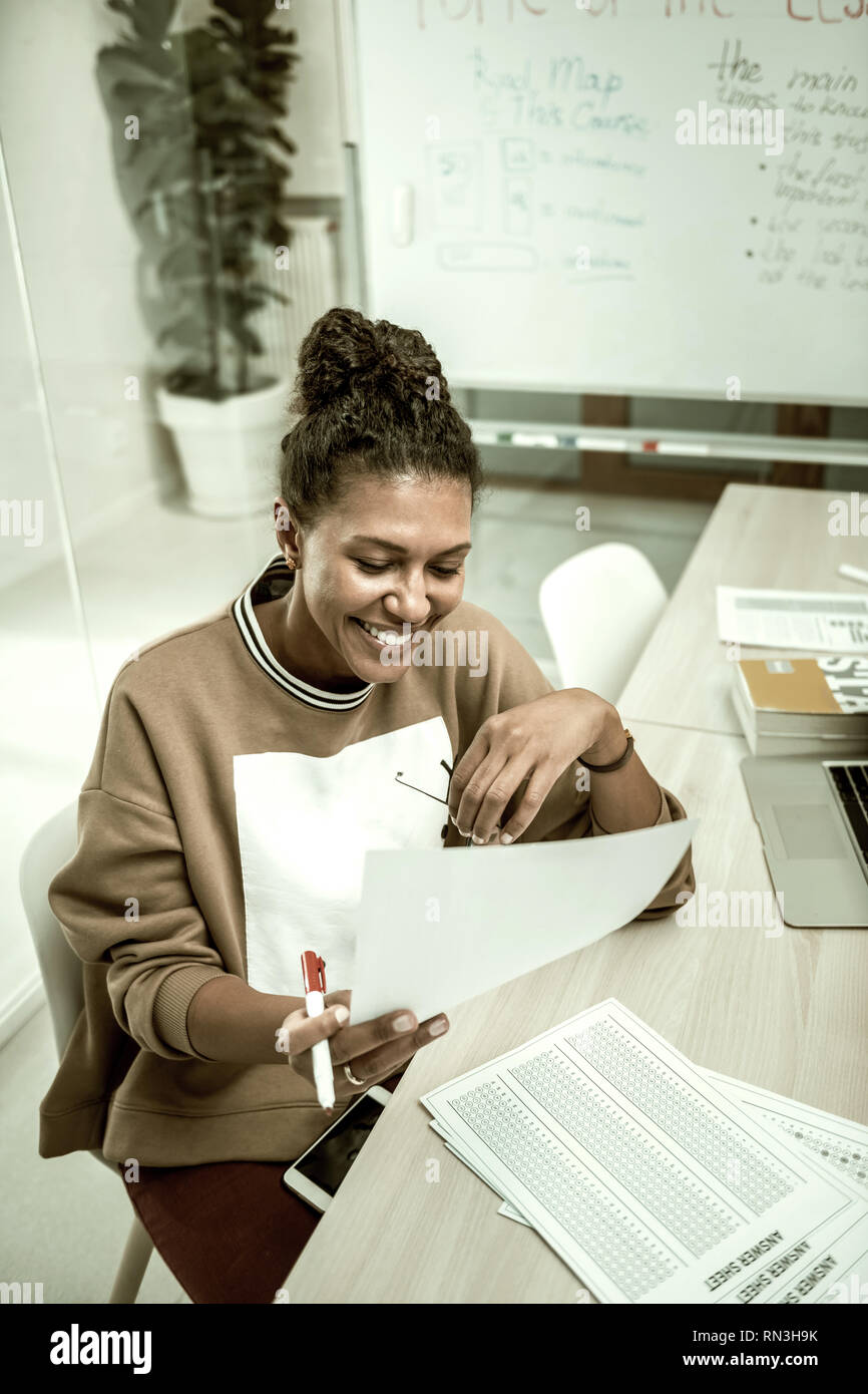 Professional office manager reading some important reports Stock Photo