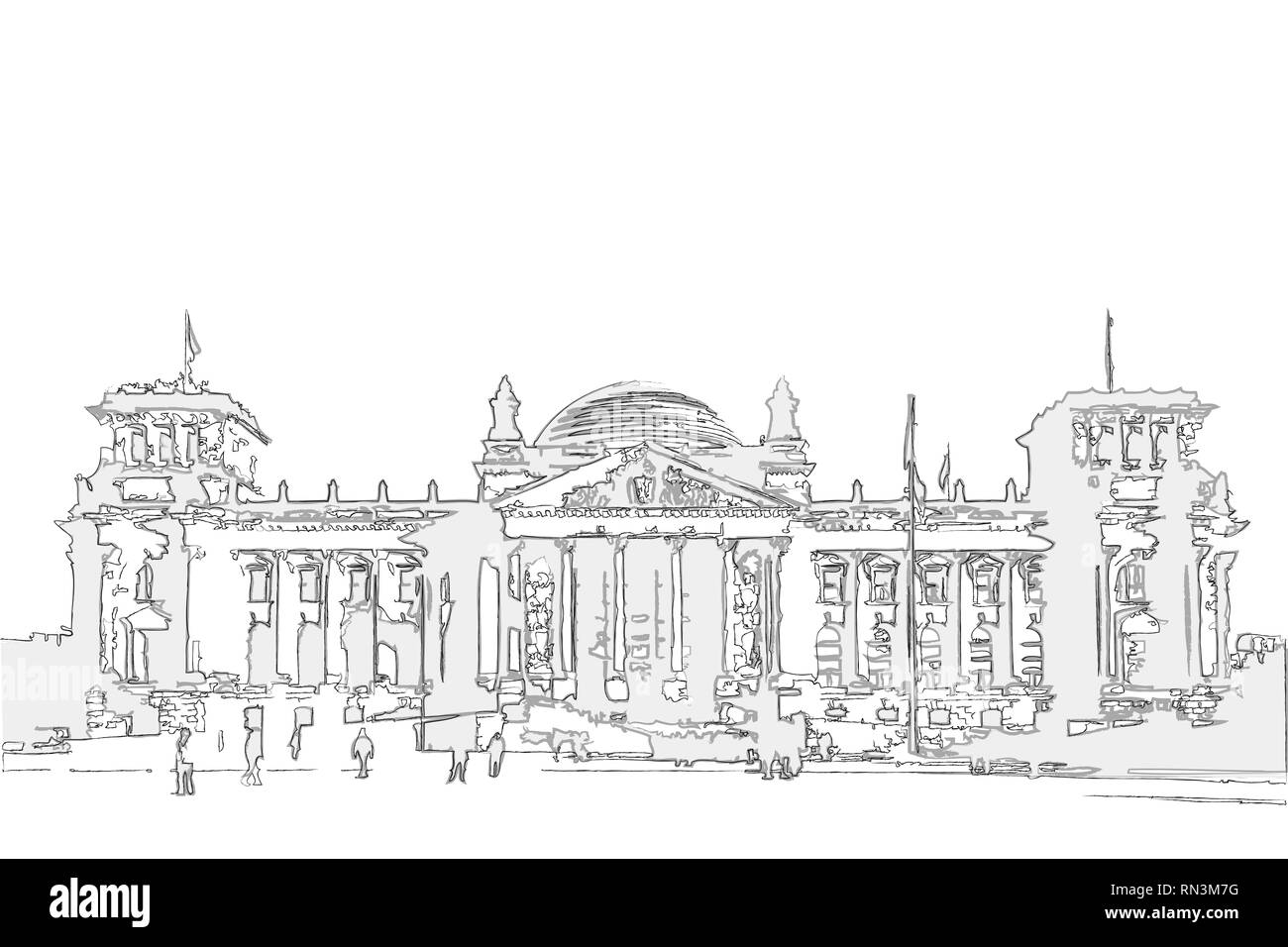 sketch / illustration of the Reichstag (Bundestag) building in Berlin Stock Photo