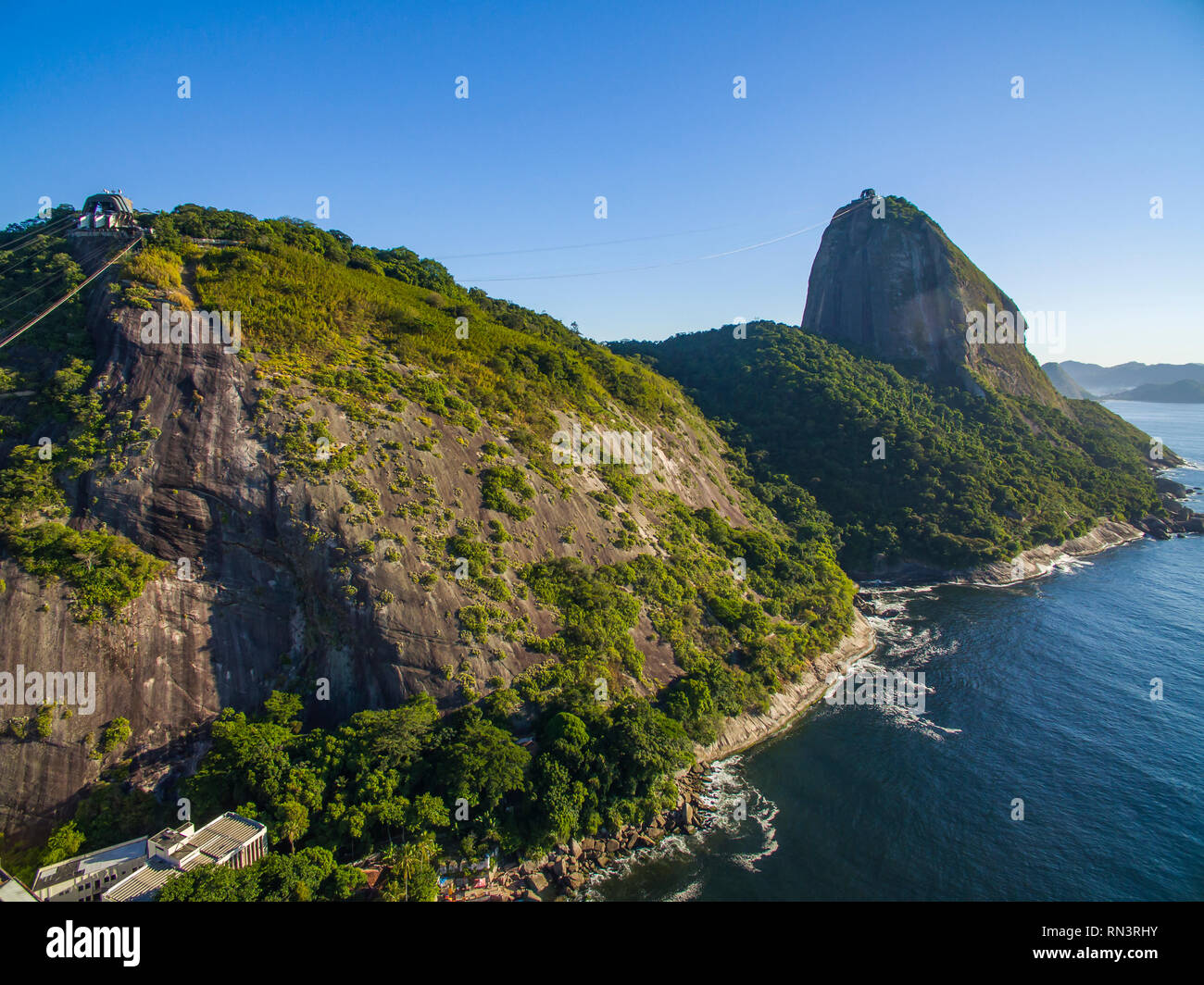 Famous mountain. Sugarloaf mountain in Rio de Janeiro. Brazil landscape. Stock Photo