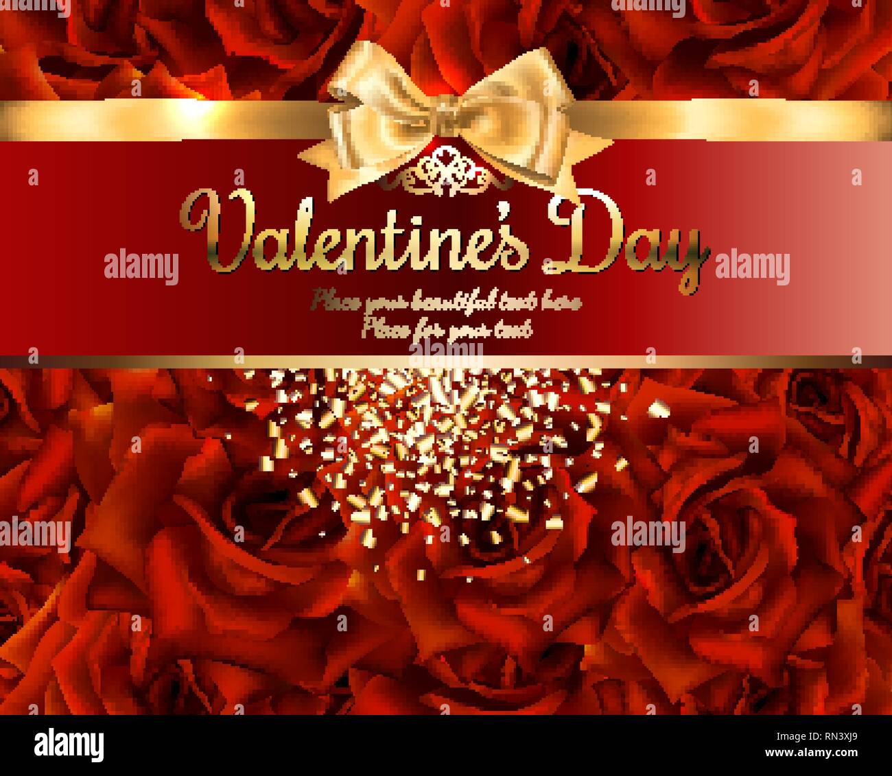 Beautiful romantic card for valentine s day or wedding, red roses ...