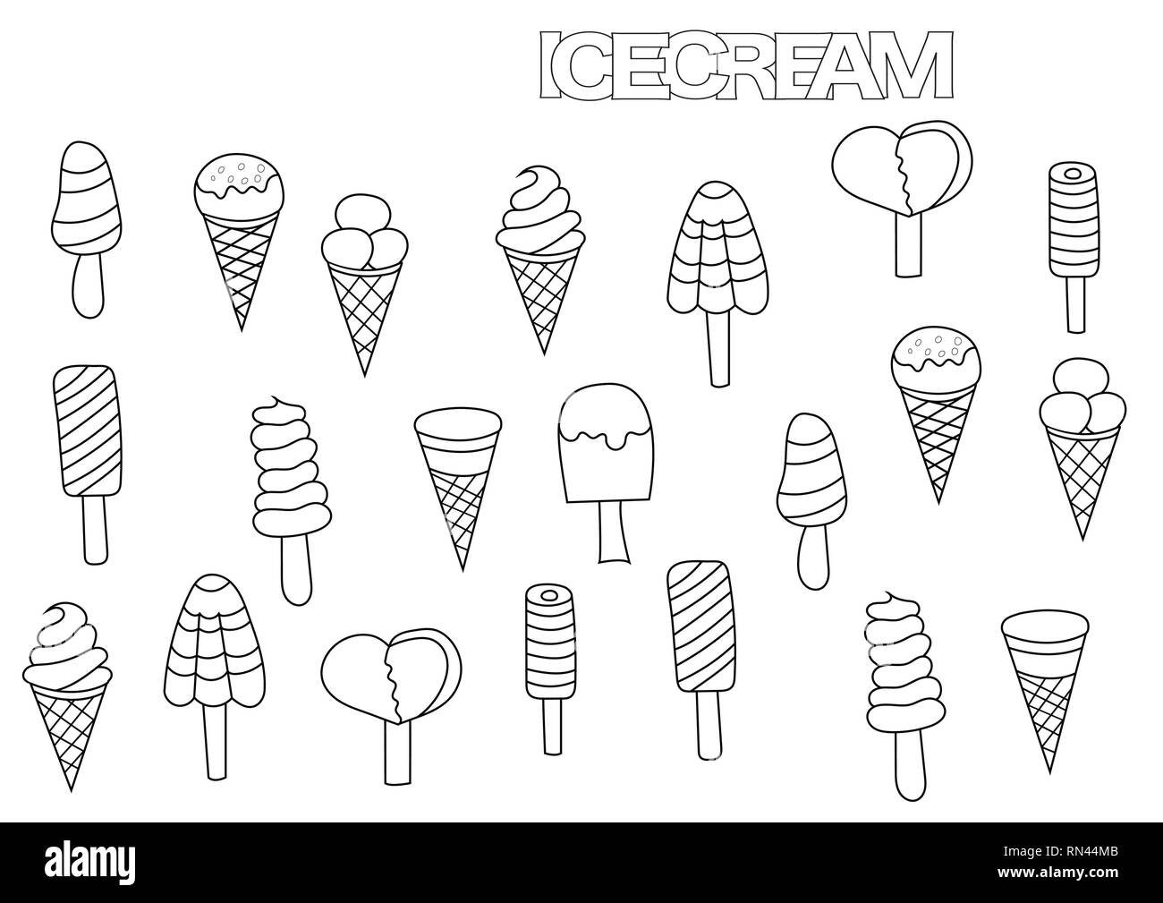 Free Vector  Hand drawn kawaii coloring book with ice cream