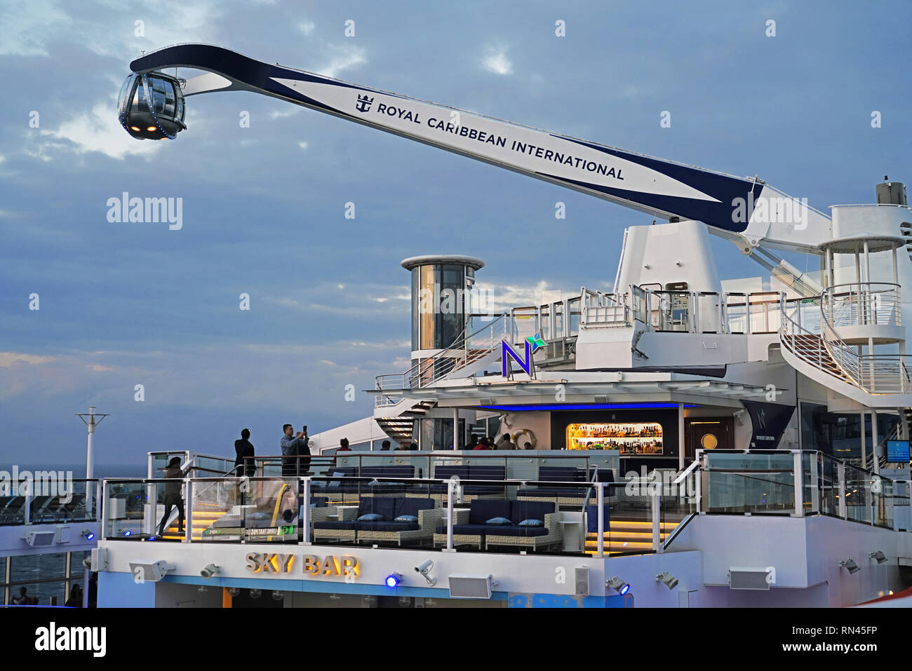 Royal Caribbean mega-cruise ship Quantum of the Seas North Star 360 degree  viewing capsule Stock Photo - Alamy