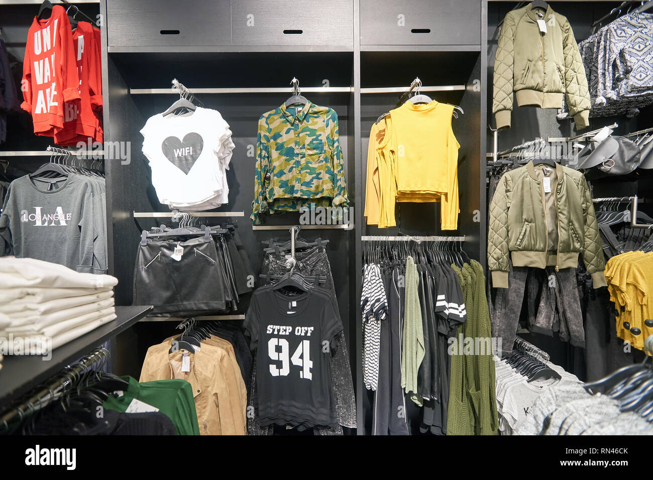 SHENZHEN CHINA FEBRUARY 05 2016 H and M store at KK Mall in Shenzhen. H and M known for its fast fashion clothing for men women teenagers and c Stock Photo Alamy