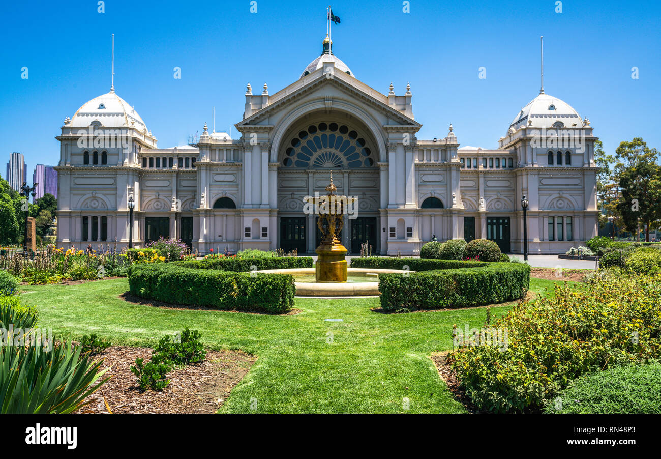 Royal Exhibition Building East Side And Carlton Gardens With