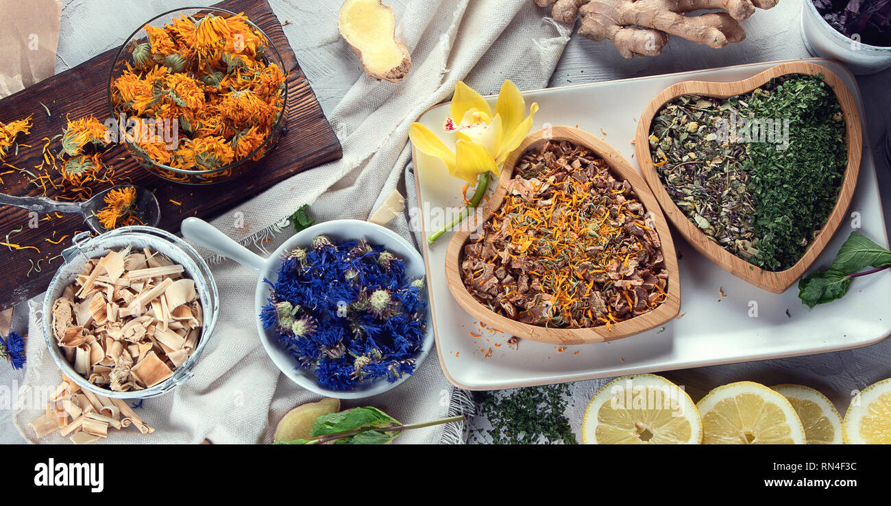 Herbal Medicine. Homeopathy. Top View Stock Photo - Alamy