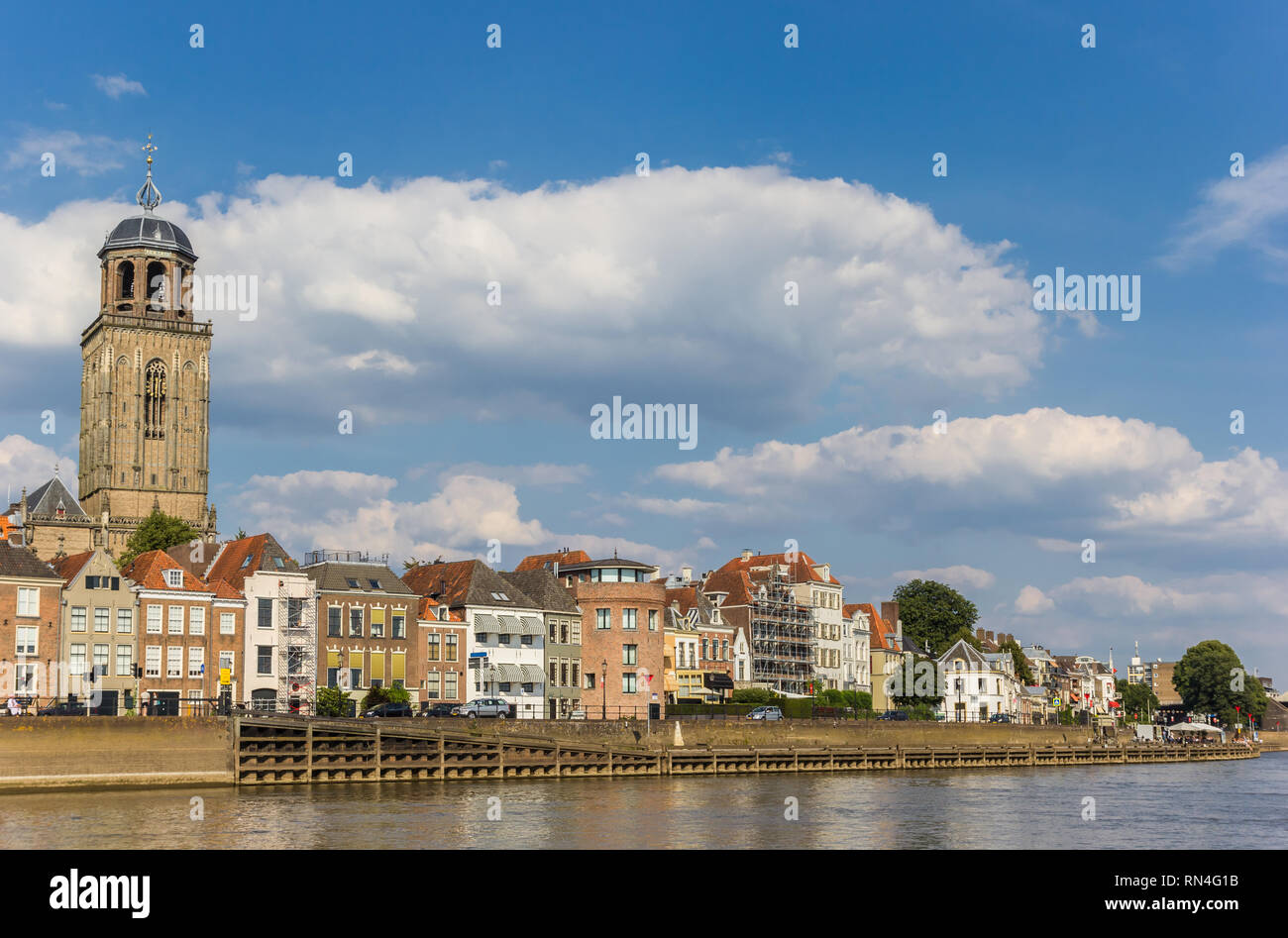 Historic city Deventer at the IJssel river in the Netherlands Stock Photo
