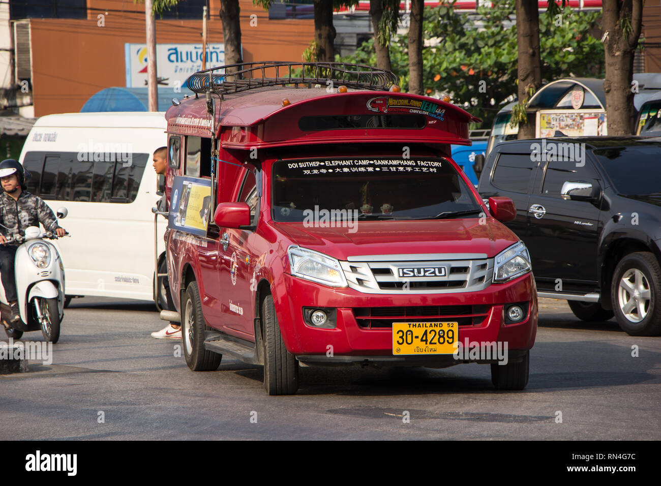 Chiangmai, Thailand - February 16 2019: Red Mini Truck Taxi Chiangmai ...