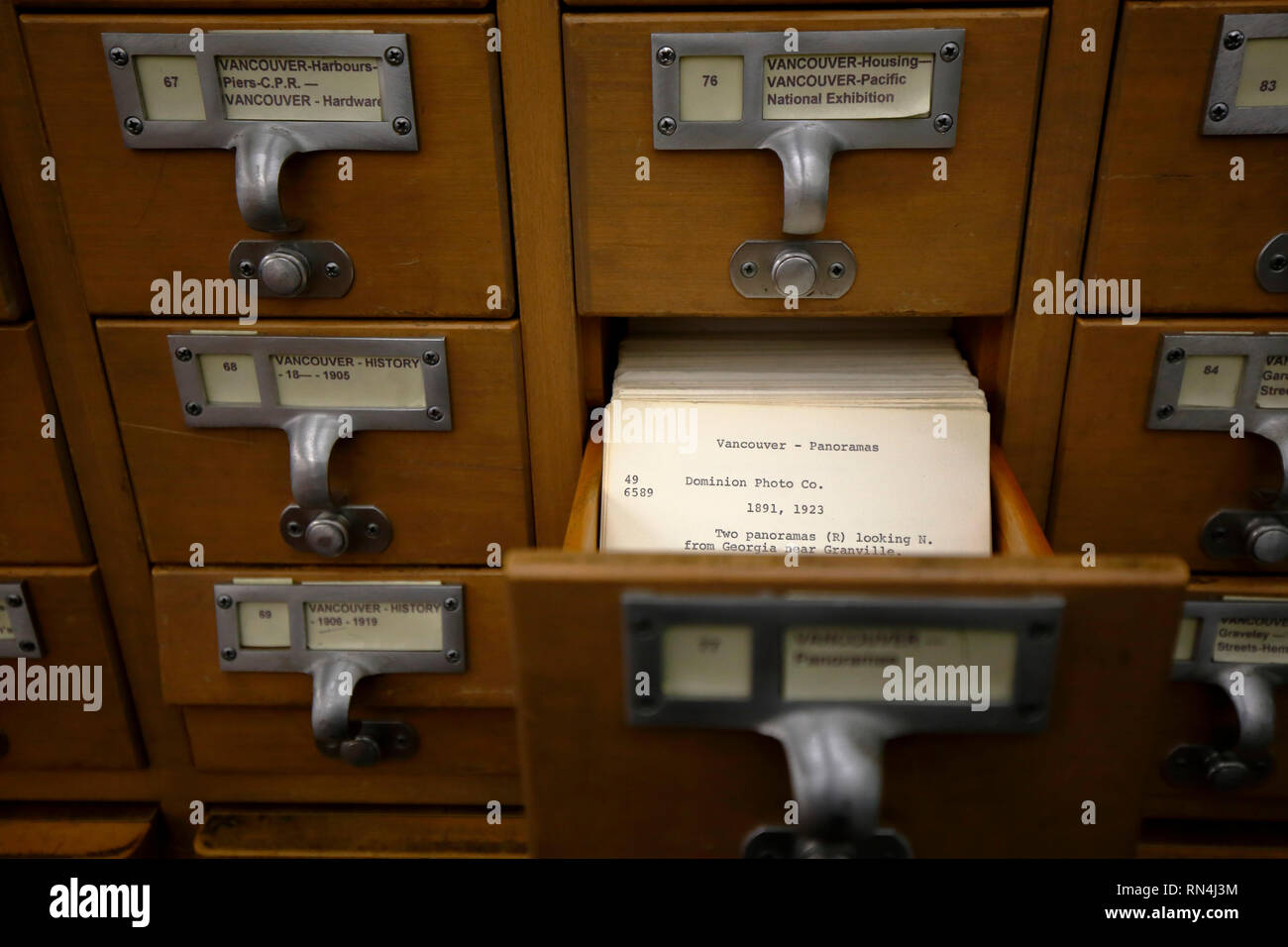 A card catalog at Vancouver Central Library special collections, Vancouver, British Columbia, Canada Stock Photo