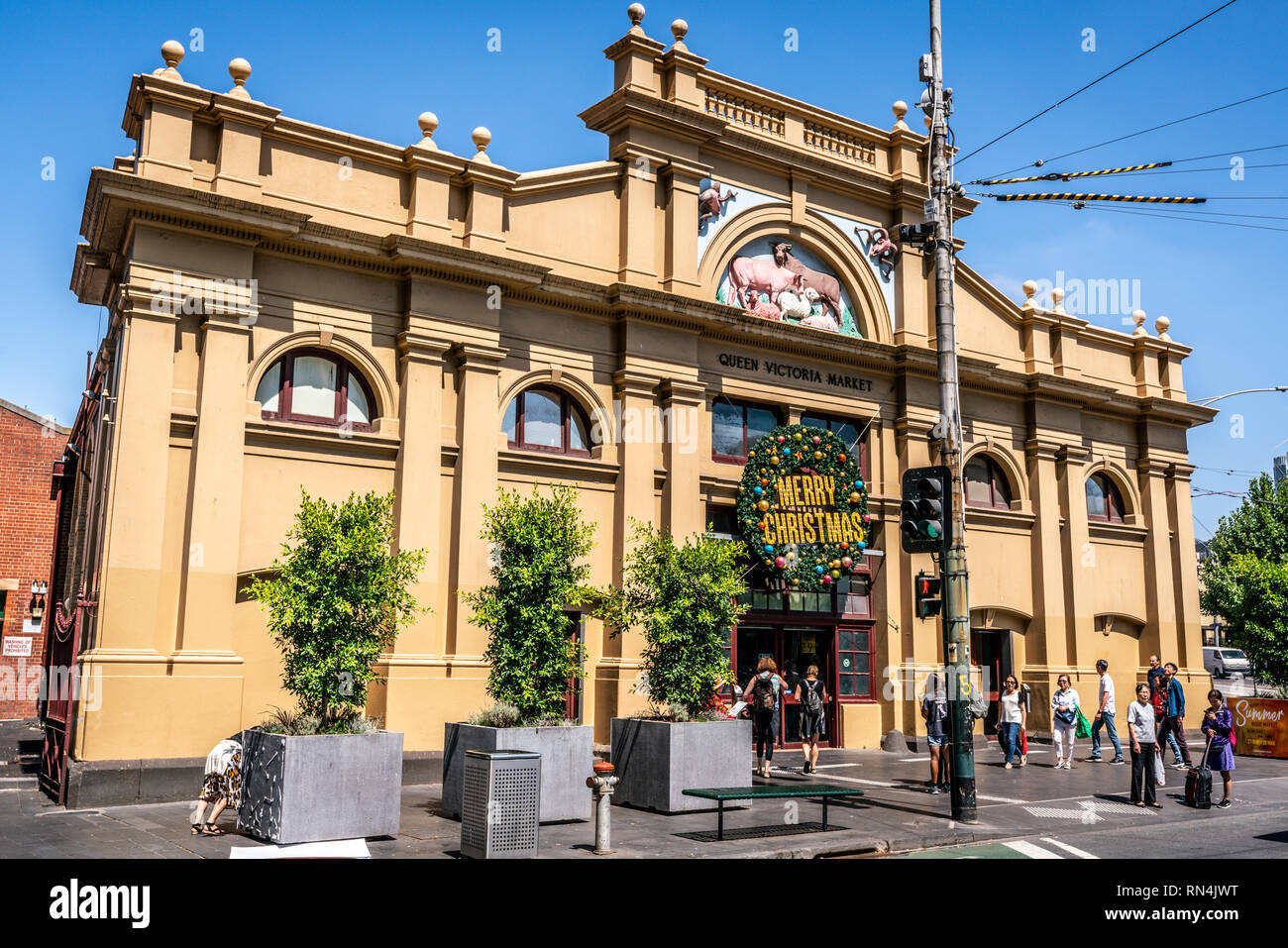 3rd January 2019, Melbourne Victoria Australia : Exterior street view of the main entrance of Queen Victoria market in Melbourne Victoria Australia Stock Photo
