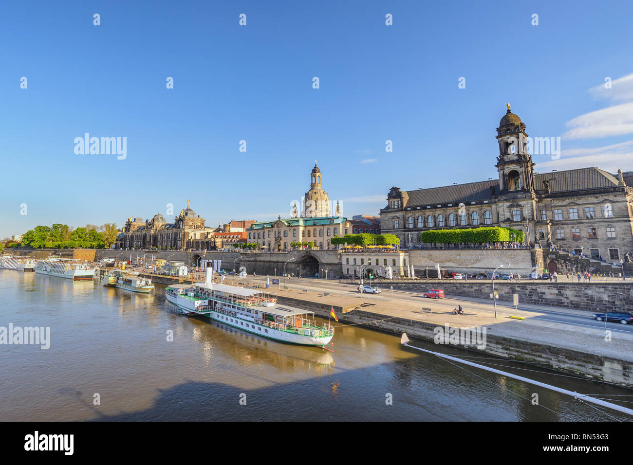 Dresden Germany, city skyline at Elbe River Stock Photo