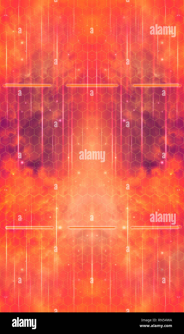 Seamless orange and violet texture with hexagon Stock Photo