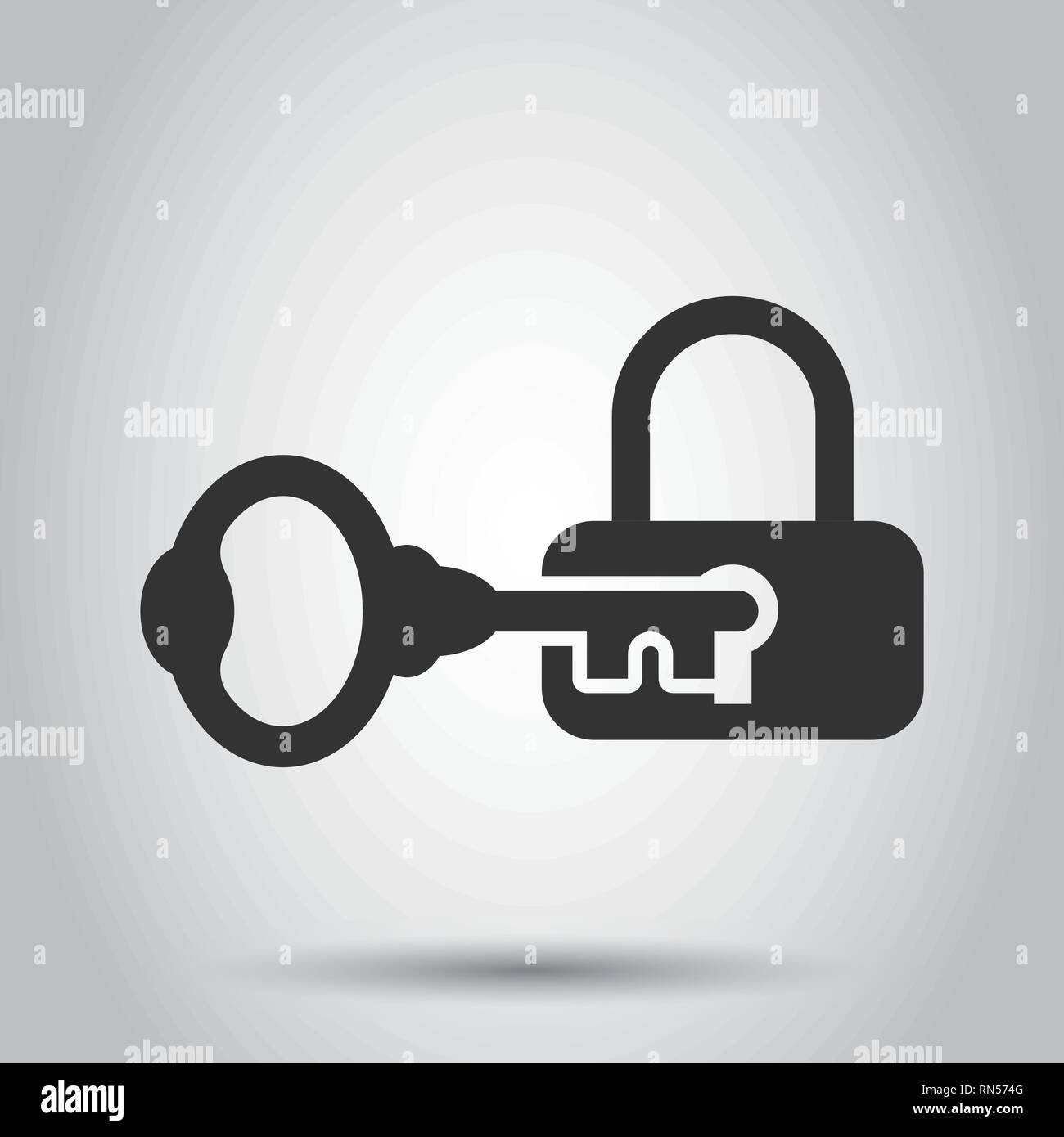 Key with padlock icon in flat style. Access login vector illustration ...