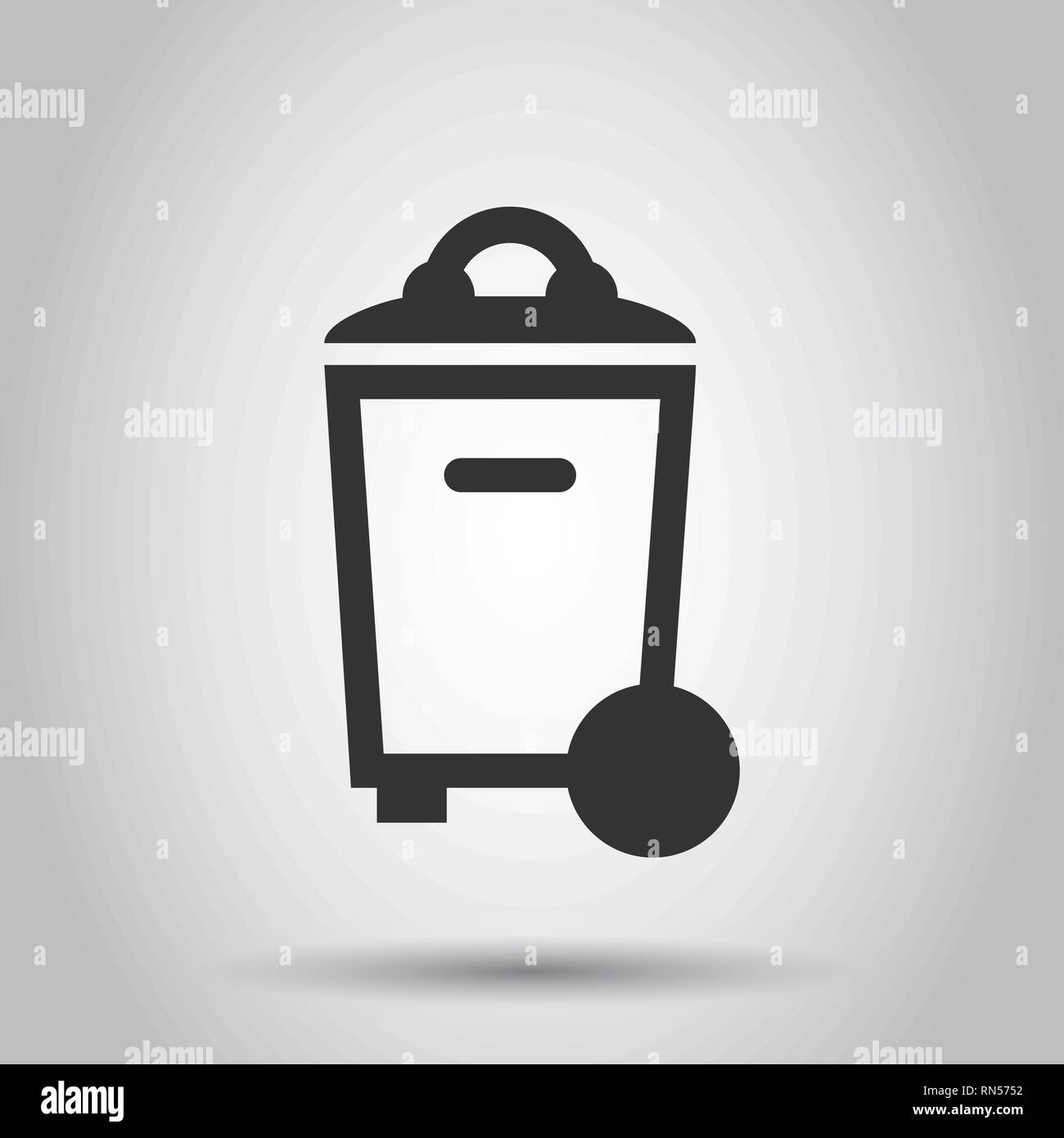 Trash bin garbage icon in flat style. Trash bucket vector illustration ...