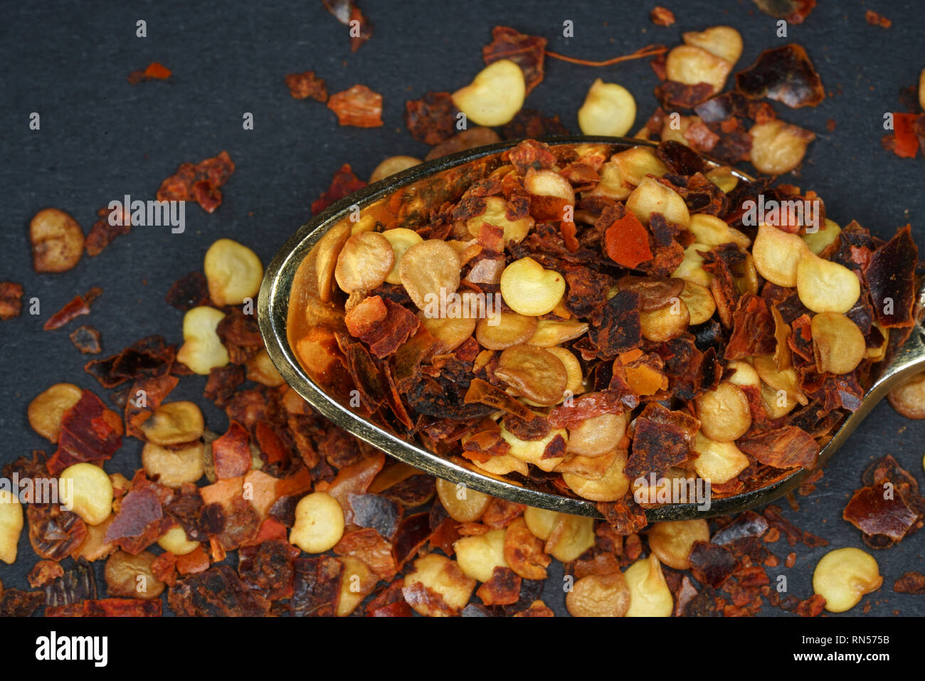 The chili spice is considered the hottest chili spice ever. This sharpness can only be topped if different chili spices are mixed. Stock Photo