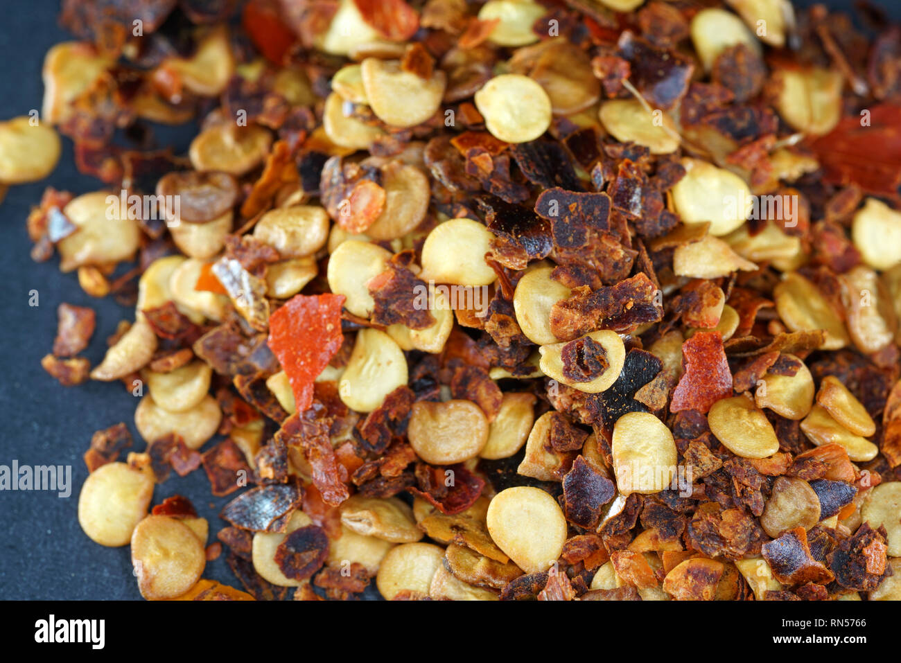 The chili spice is considered the hottest chili spice ever. This sharpness can only be topped if different chili spices are mixed. Stock Photo