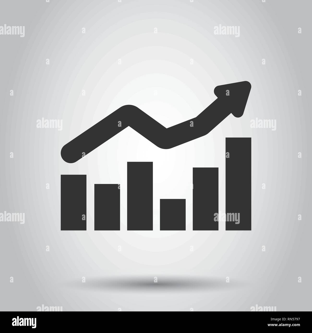 Growing bar graph icon in flat style. Increase arrow vector ...