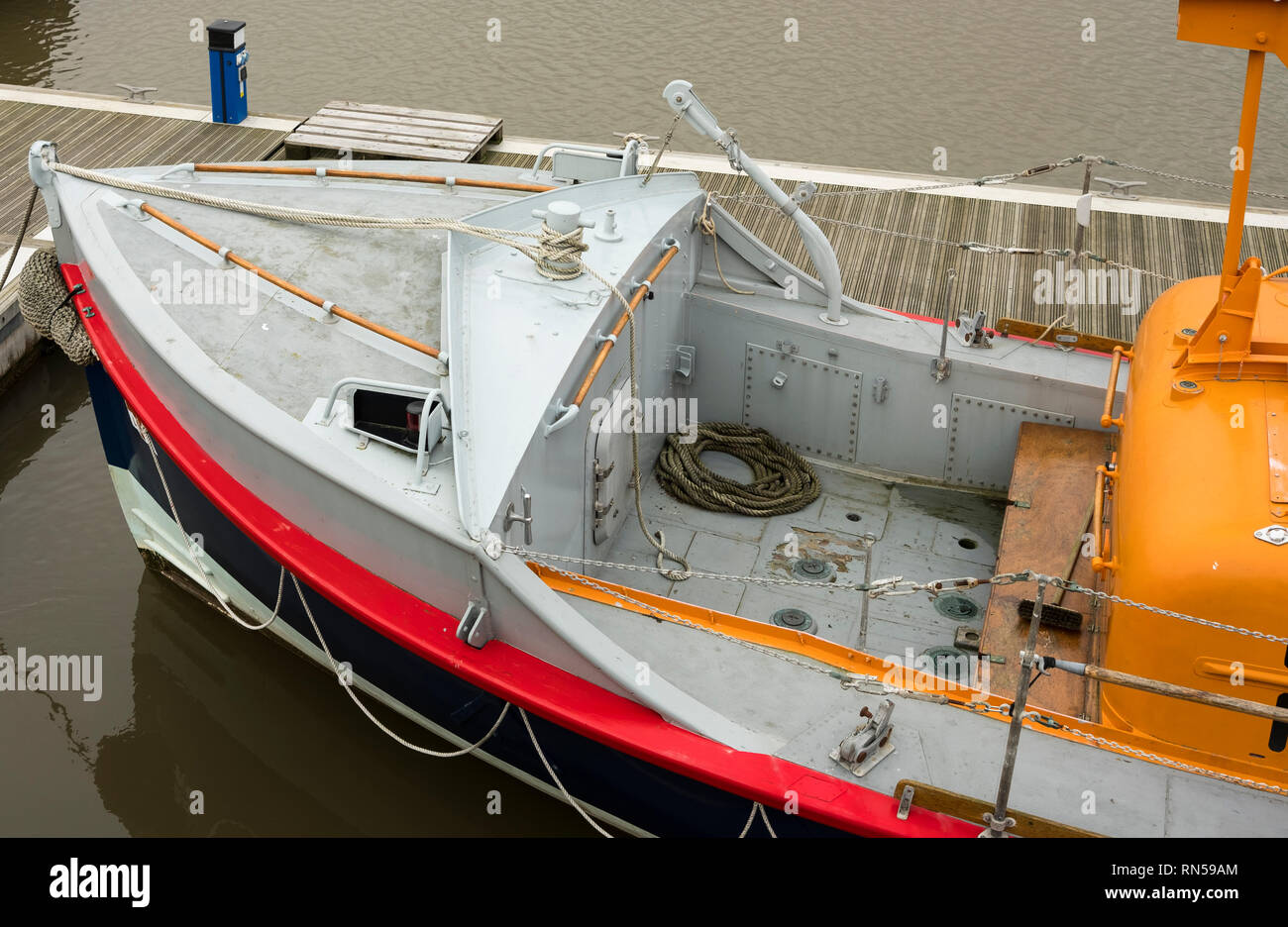 Lifeboat Ropes Coiled rope on an old design lifeboat Stock Photo - Alamy
