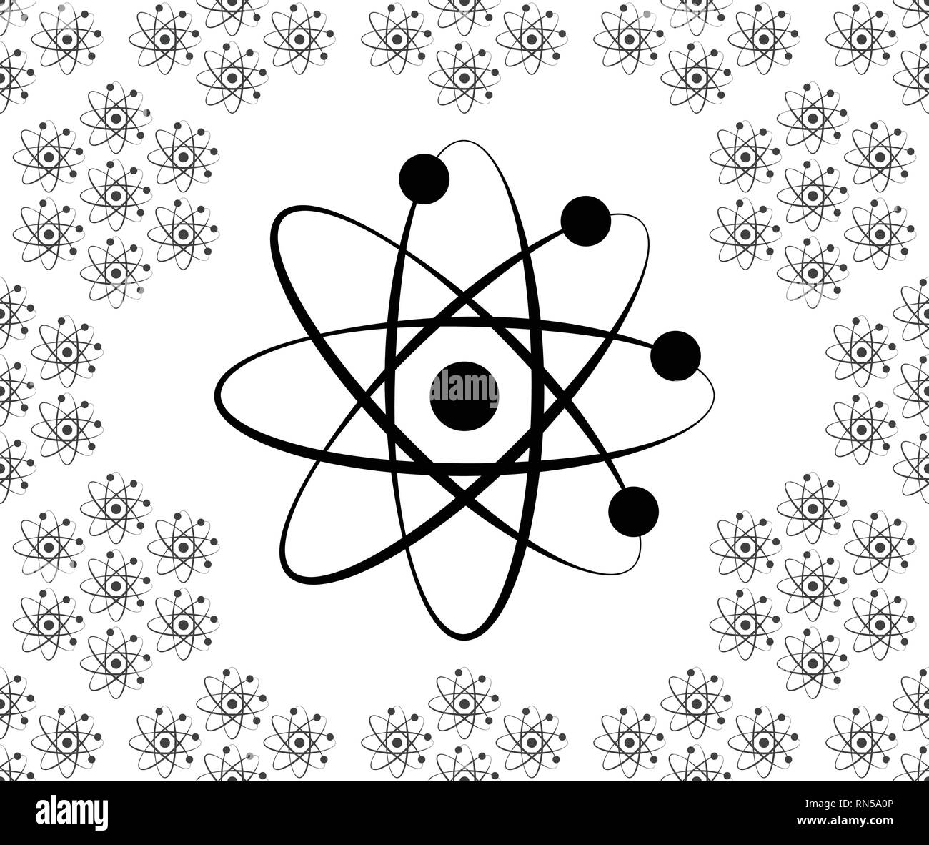 Seamless Atom Texture - Black and White - Science Stock Vector