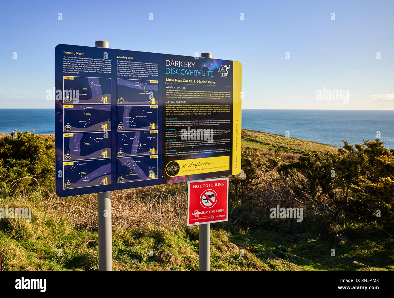 Dark skies information board on Marine Drive, Douglas, Isle of Man Stock Photo