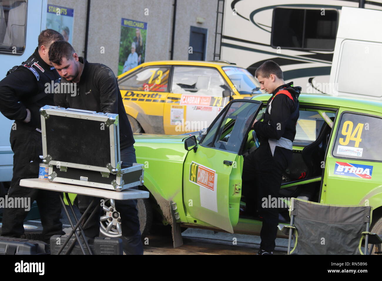 For the first time the Cambrian Rally service park is in Llandudno town centre Mostyn Street Stock Photo