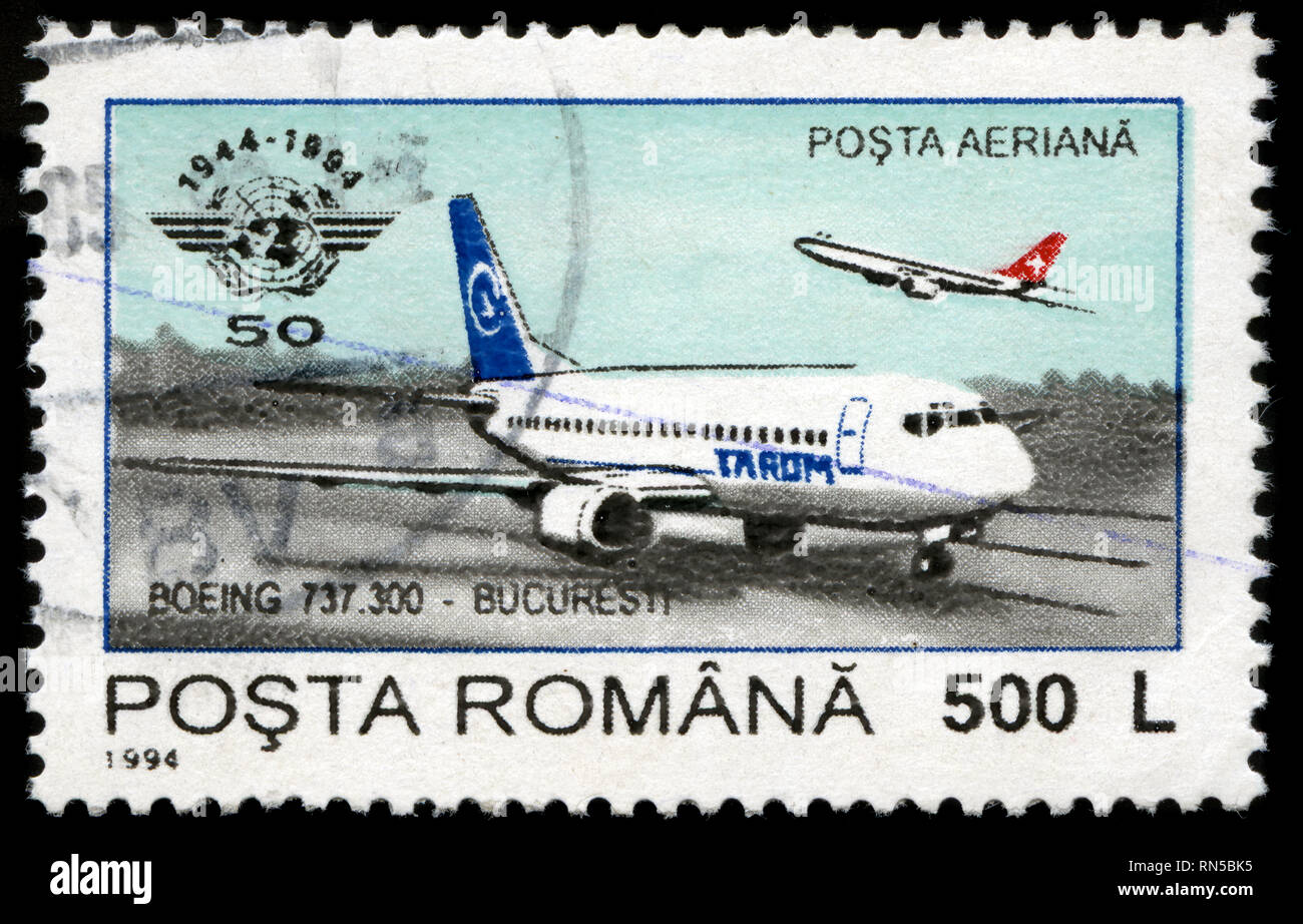 Postage stamp from Romania in the 50 Years of ICAO series issued in 1994 Stock Photo