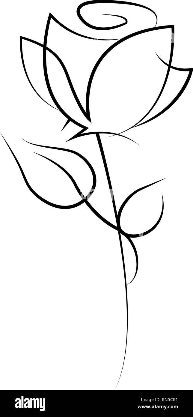 One line rose design. Hand drawn minimalism style vector illustration ...