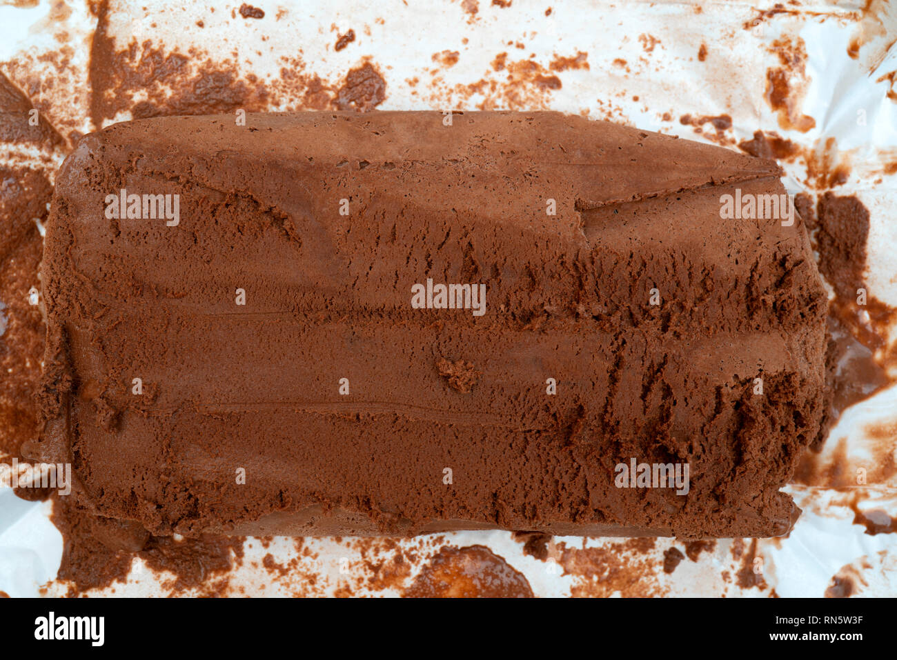 Texture of chocolate ice cream. Top view. Stock Photo