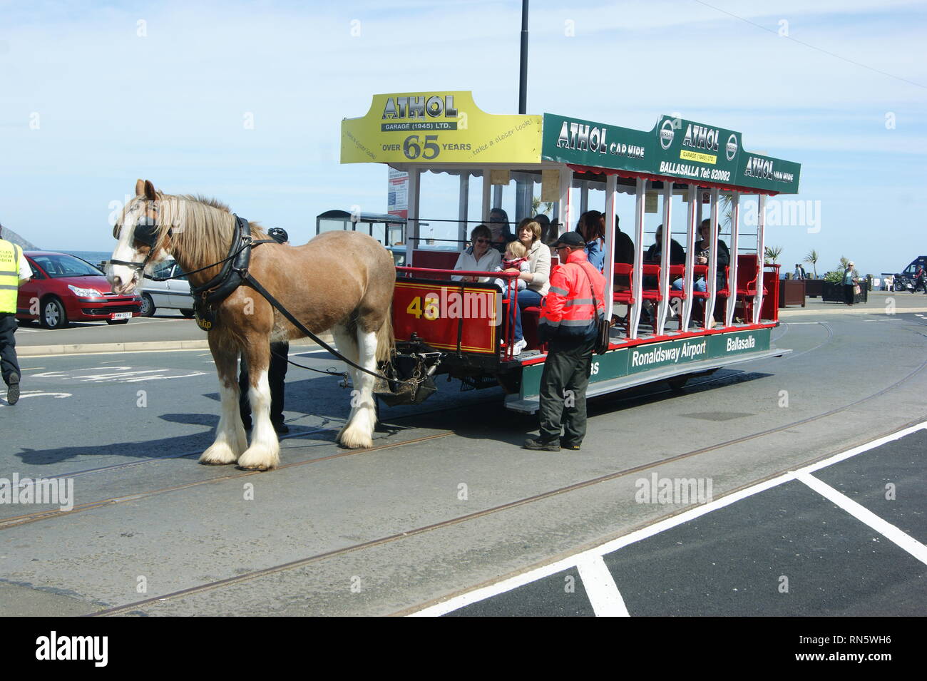 Horse tram No45, Douglas Promenade, Isle of Man Stock Photo