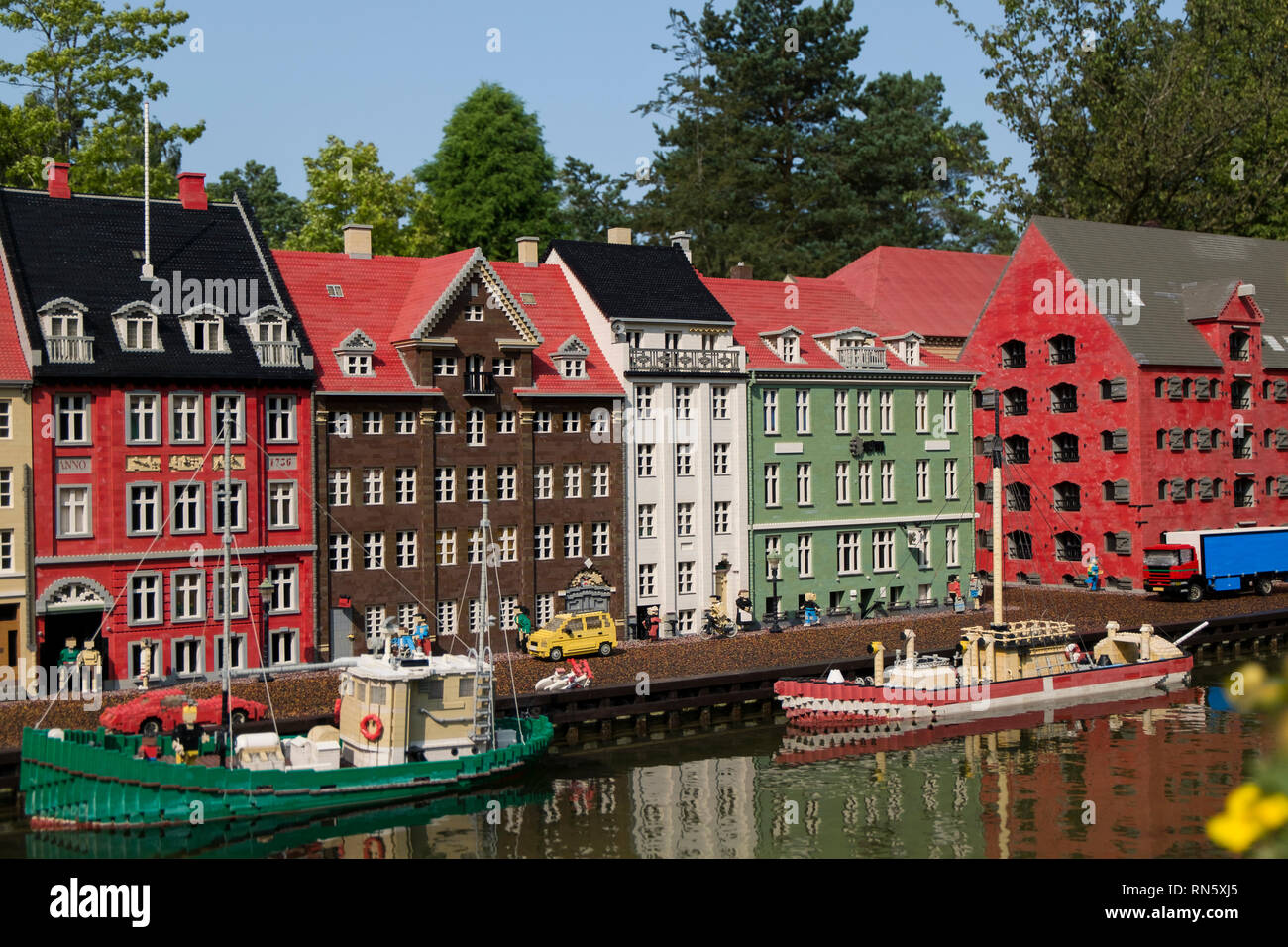 An iconic Copenhagen canal made of Lego at Legoland Billund resort in Denmark. Stock Photo