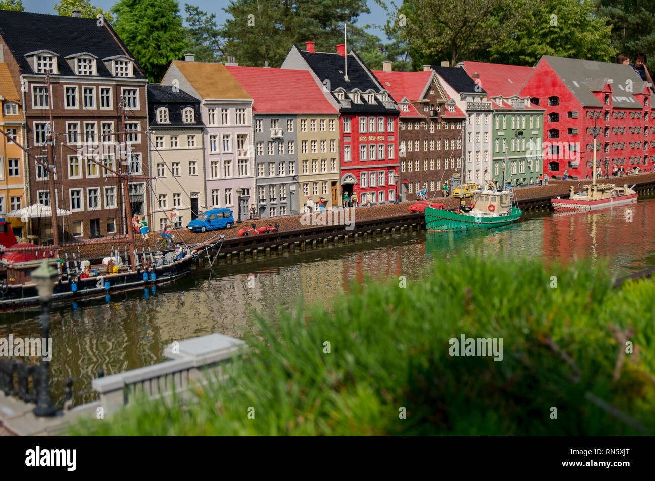 An iconic Copenhagen canal made of Lego at Legoland Billund resort in Denmark. Stock Photo