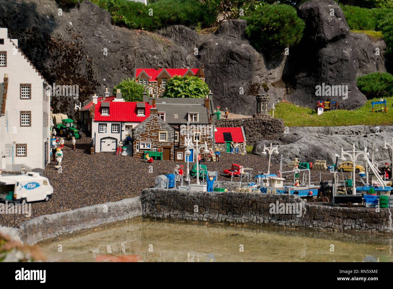 A Lego fishing village and dock at Legoland Billund resort in