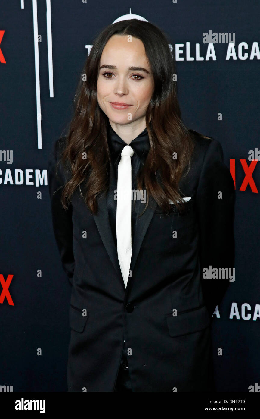 Los Angeles, USA. 13th Feb, 2019. Ellen Page at the premiere of the Netflix TV  series 'The Umbrella Academy' at ArcLight Hollywood. Los Angeles,  12.02.2019 | usage worldwide Credit: dpa/Alamy Live News