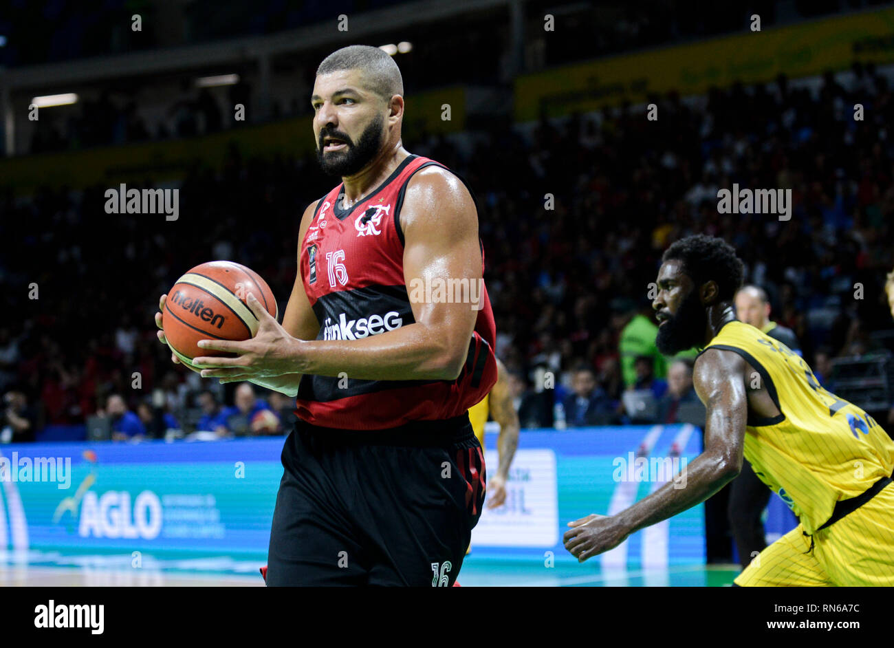 Rio De Janeiro, Brazil. 17th Feb, 2019. Carlos Olivinha during AEK x  Flamengo for the 1st Place contest in the Intercontinental Basketball Cup  held at the Carioca Arena 1 in Rio de