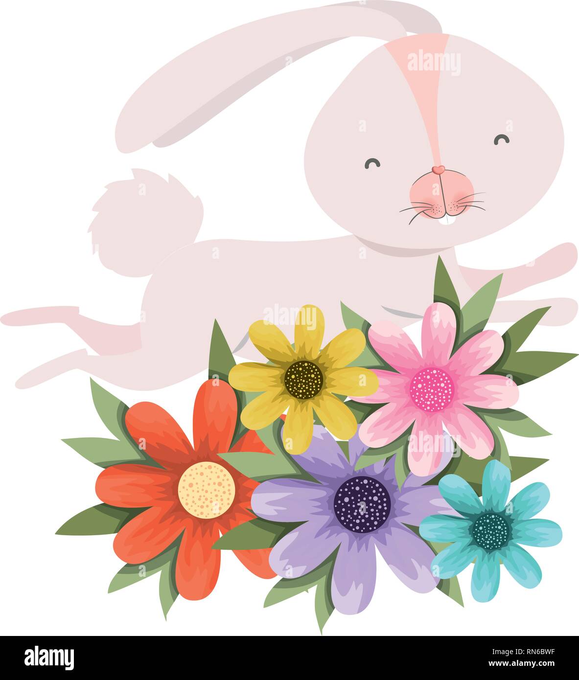 easter bunny with flowers isolated icon Stock Vector Image Art Alamy easter bunny with flowers isolated icon Stock Vector Image Art Alamy