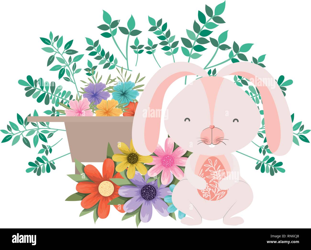 easter bunny with flowers isolated icon Stock Vector Image & Art - Alamy