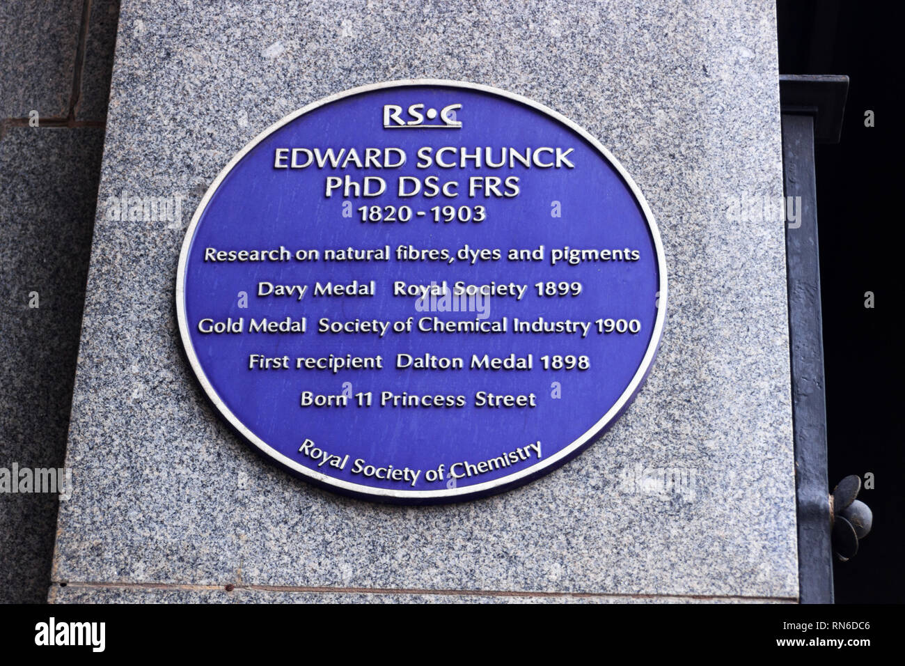 Edward Schunck Blue Plaque Stock Photo