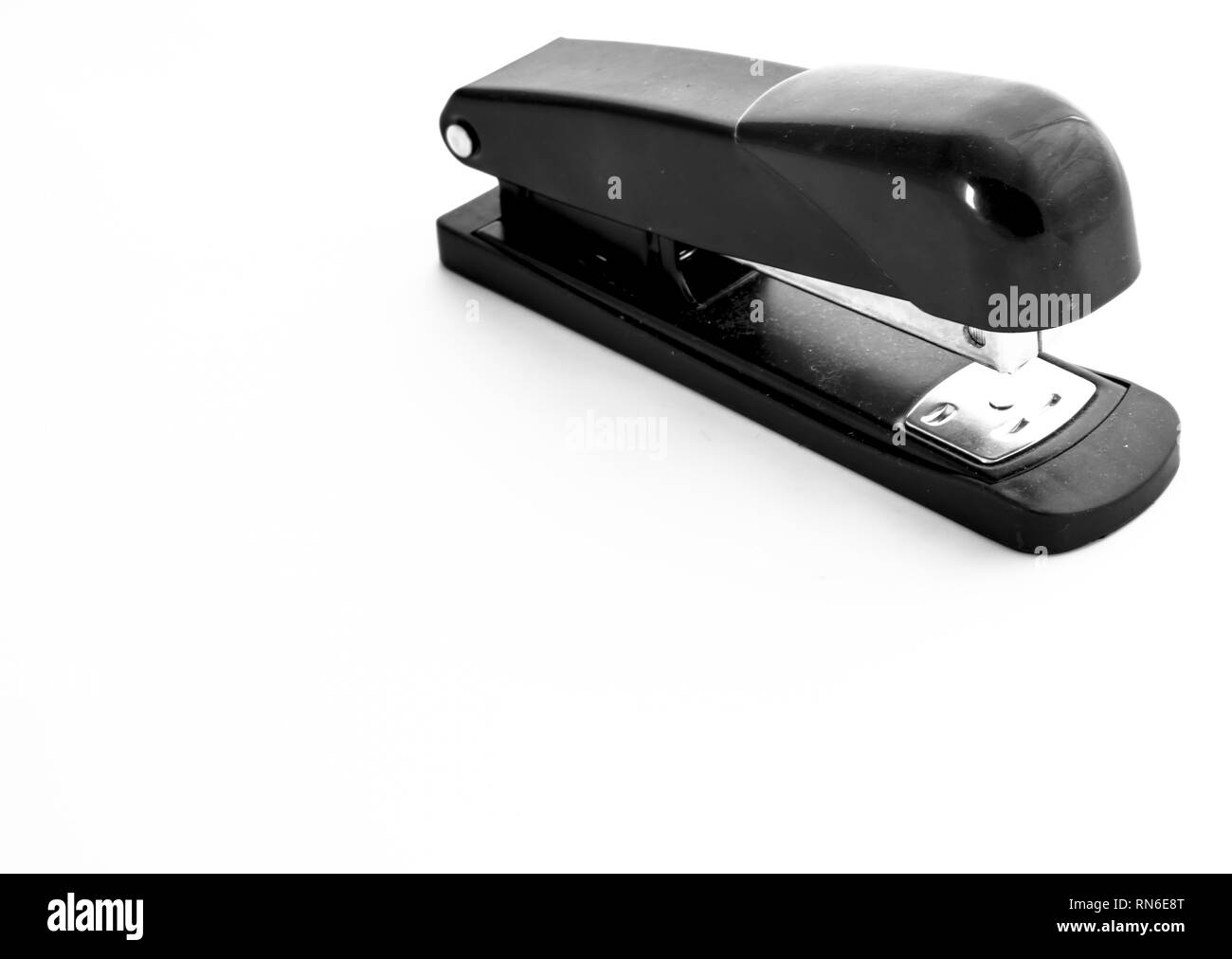 Black stapler isolated on white background Stock Photo