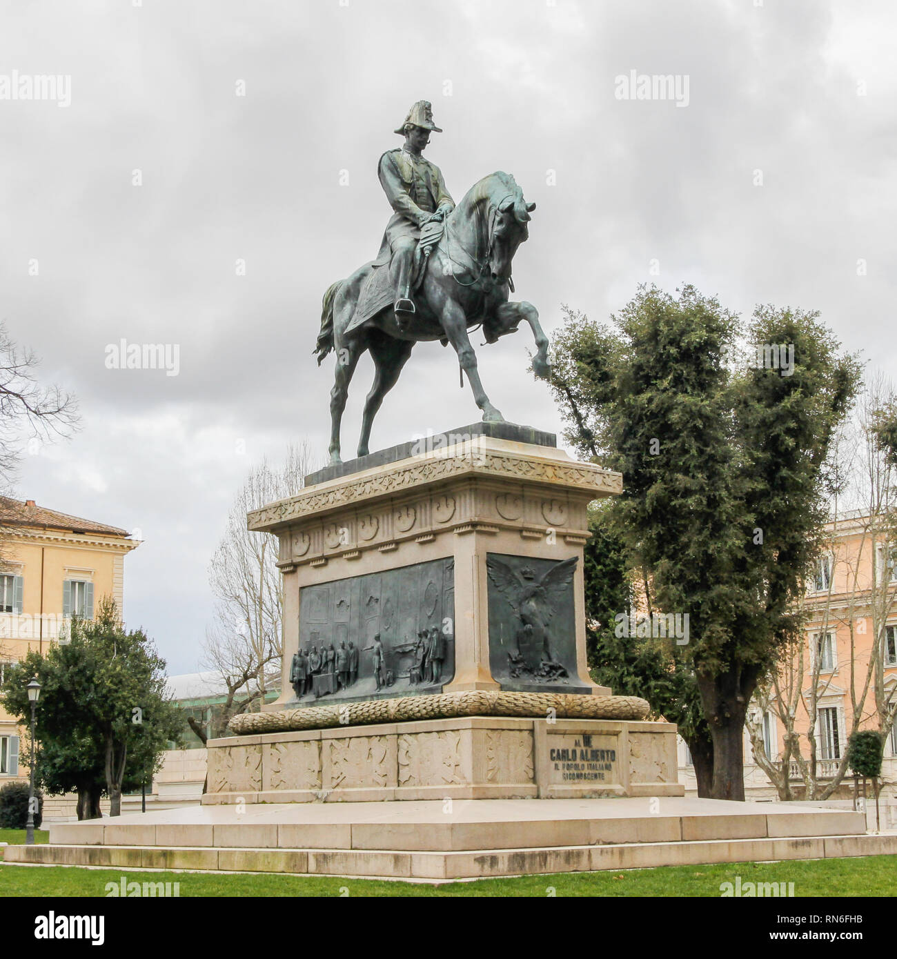 Statue of King Carlo Alberto of Sardinie in Quirinale Gardens in Rome ...